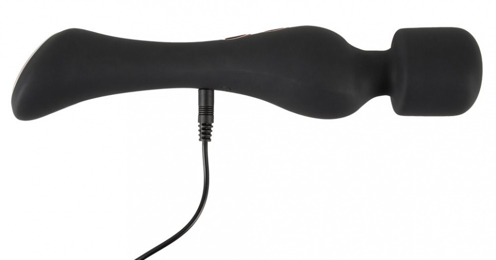 Черный вибромассажер с подогревом Cupa Warming Wand - 22,6 см.