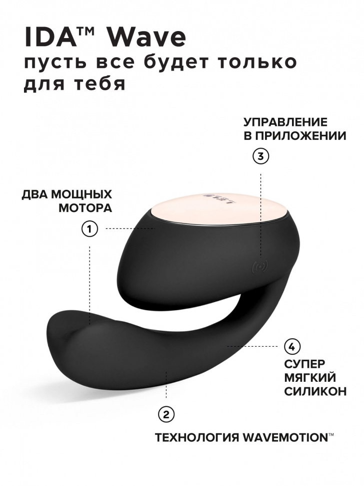 Черный вибратор с управлением через приложение Lelo Ida Wave