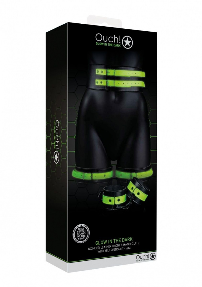 Набор для бондажа Thigh Cuffs with Belt and Handcuffs - размер S-M