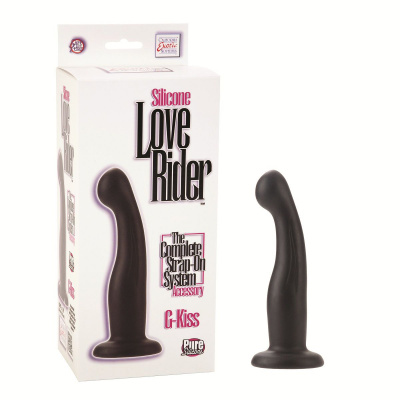 Чёрный фаллоимитатор для страпона Silicone Love Rider G-Kiss Probes - 16 см.