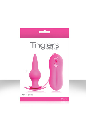 Розовая анальная пробка Tinglers - Plug II с вибрацией