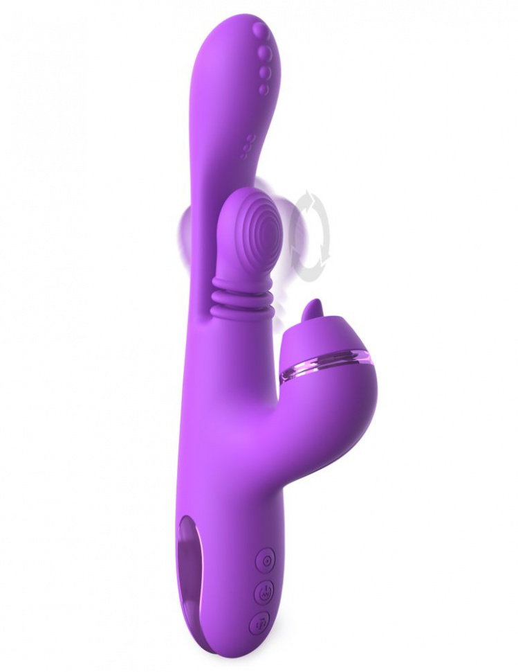 Фиолетовый вибратор с тройной стимуляцией Intimotion Pulse Pro - 24 см.