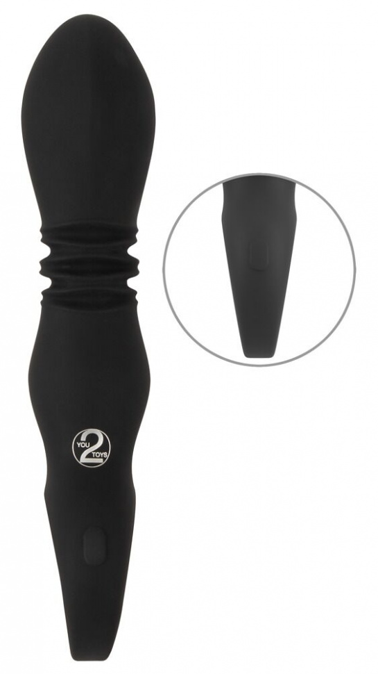 Черный вибратор с мощной поступательной стимуляцией Strong Thrusting Vibrator