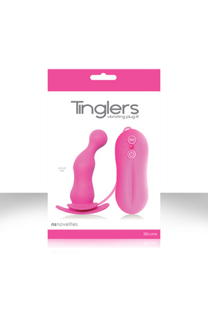 Розовая анальная вибро-пробка Tinglers - Plug III