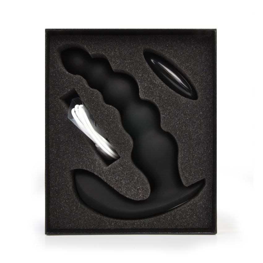 Черная анальная виброёлочка Anal Bead Vibrator с пультом ДУ