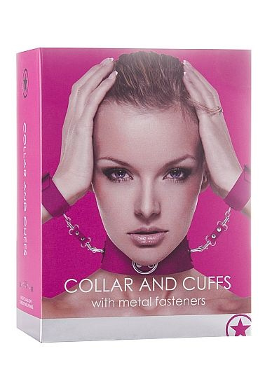 Розовый ошейник с наручниками Collar with Cuffs