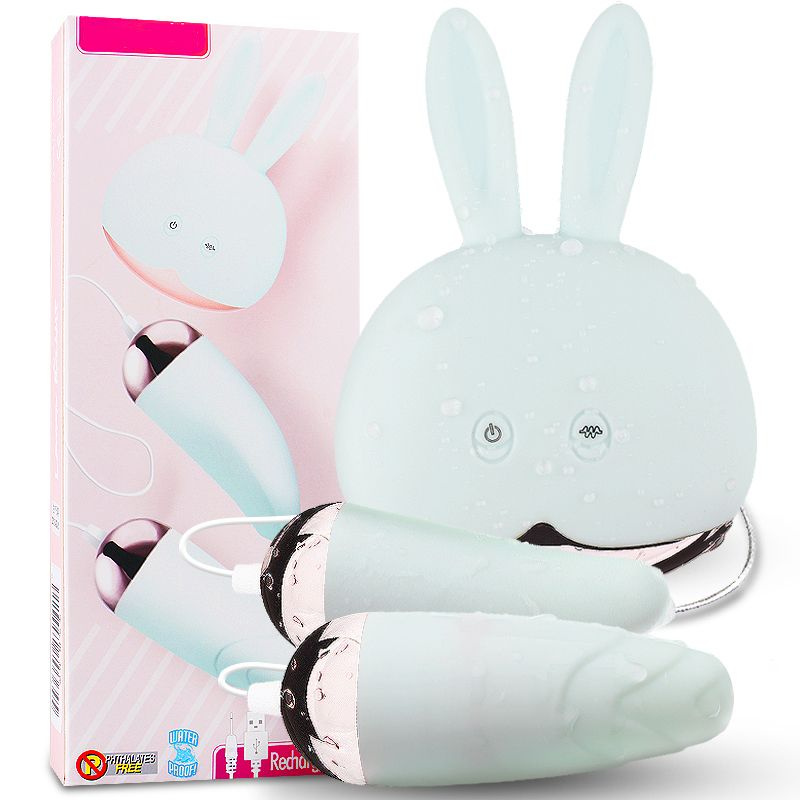 Мятный вибратор Lemon Rabbit с 2 виброяйцами