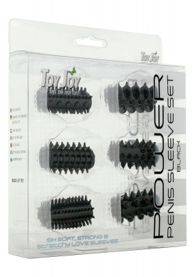 Набор из 6 чёрных насадок POWER PENIS SLEEVE SET 
