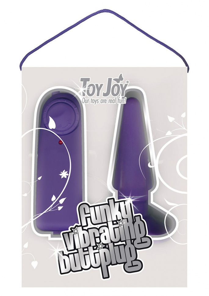 Фиолетовая анальная пробка с вибрацией Funky Vibrating - 10,5 см.