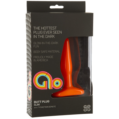 Анальная пробка с вибрацией GLO Vibrating Slim Orange
