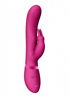 Розовый вибромассажер May Pulse-Wave &amp; C-spot &amp; G-Spot Rabbit - 22 см.
