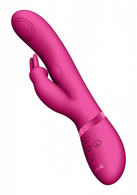 Розовый вибромассажер May Pulse-Wave &amp; C-spot &amp; G-Spot Rabbit - 22 см.