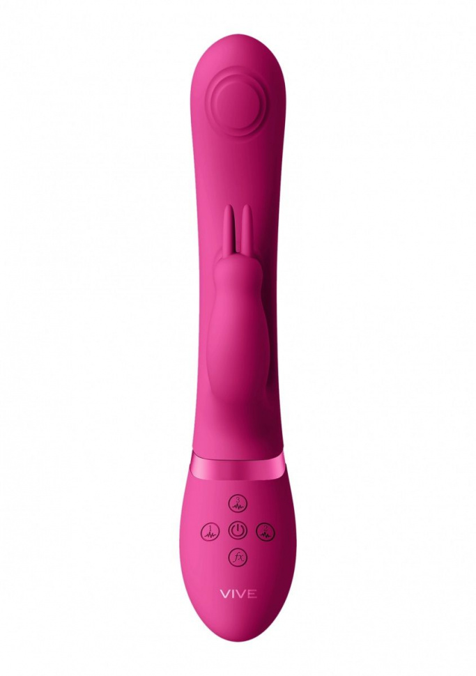 Розовый вибромассажер May Pulse-Wave & C-spot & G-Spot Rabbit - 22 см.