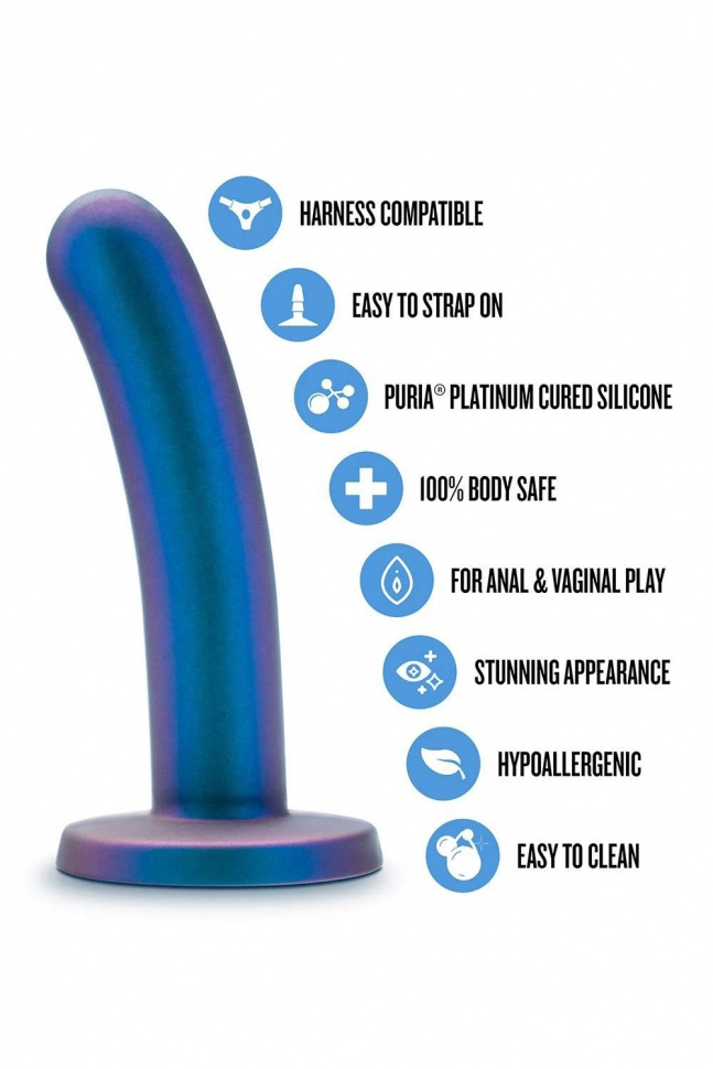 Синяя насадка с гладкой поверхностью Surrender 5.75 Inch Intermediate Pegging Dildo - 14,6 см.