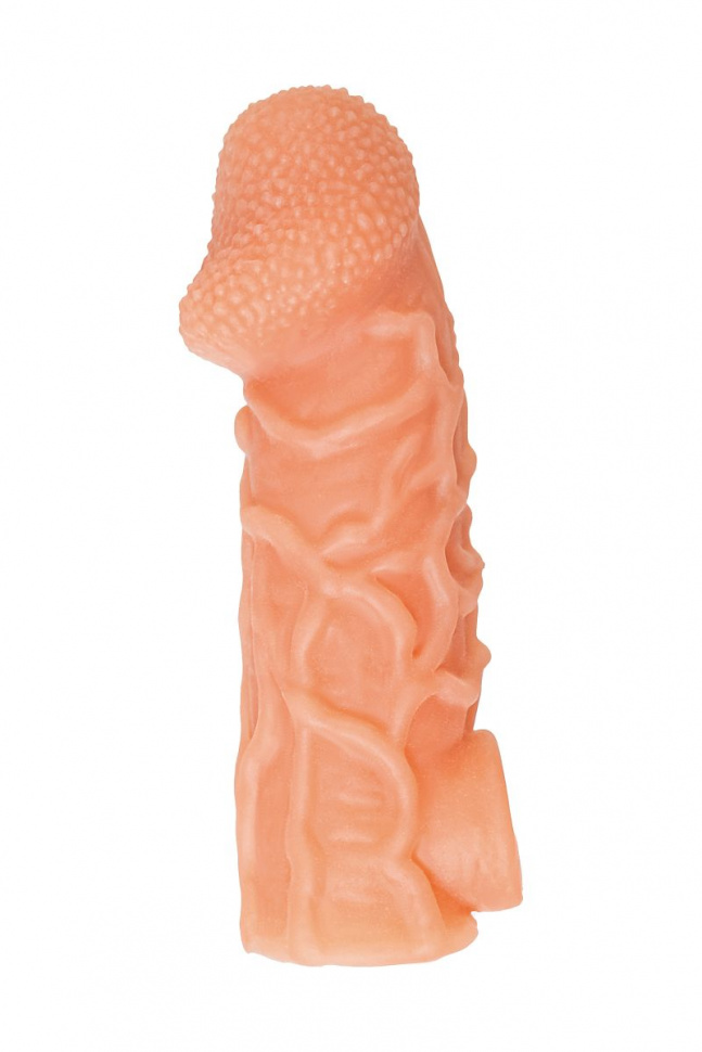 Телесная закрытая насадка с венками Cock Sleeve 006 Size L - 17,6 см.