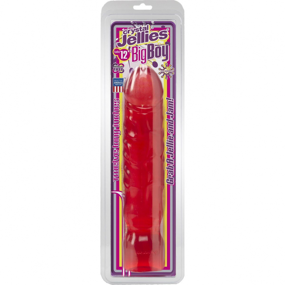 Большой розовый фаллоимитатор Crystal Jellies 12 Big Boy - 29,5 см.