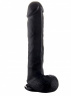 Чёрный фаллоимитатор Realistic Cock 15 With Scrotum - 38 см.
