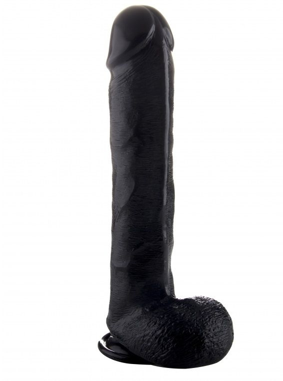 Чёрный фаллоимитатор Realistic Cock 15 With Scrotum - 38 см.