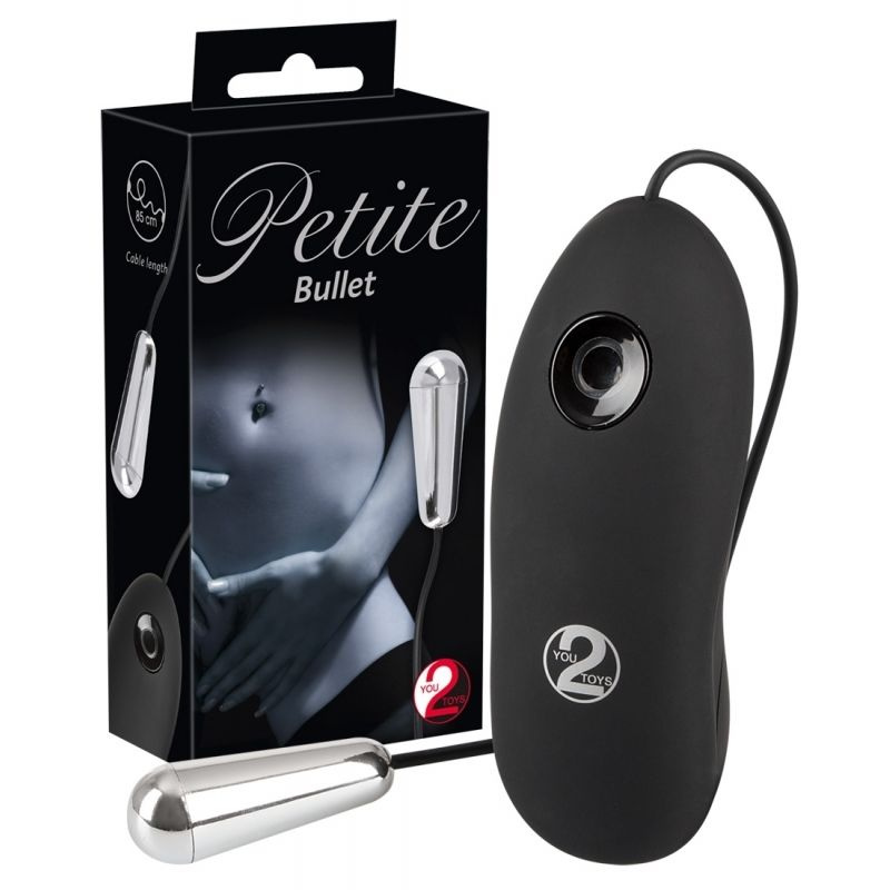 Серебристая вибропуля с пультом Petite Bullet